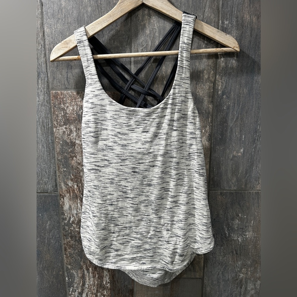 lululemon athletica Heathered White & Gray Strappy Tank